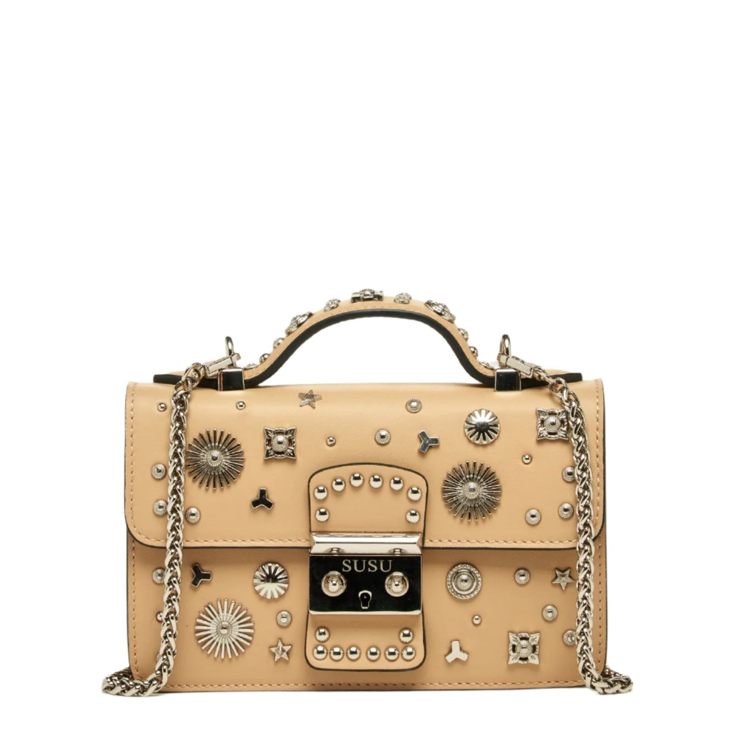 Hollywood Beige Studded Crossbody