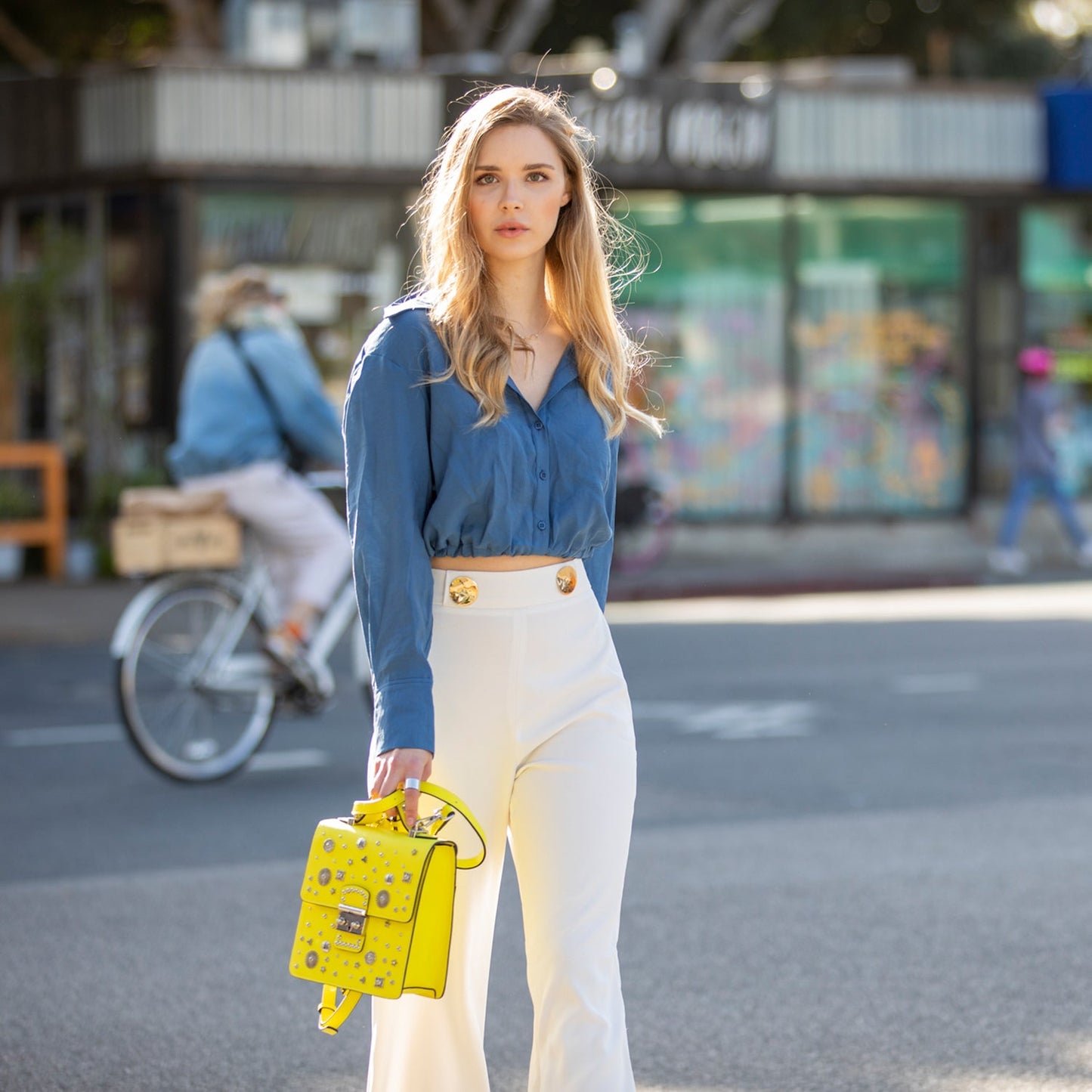 Hollywood Yellow Leather Backpack