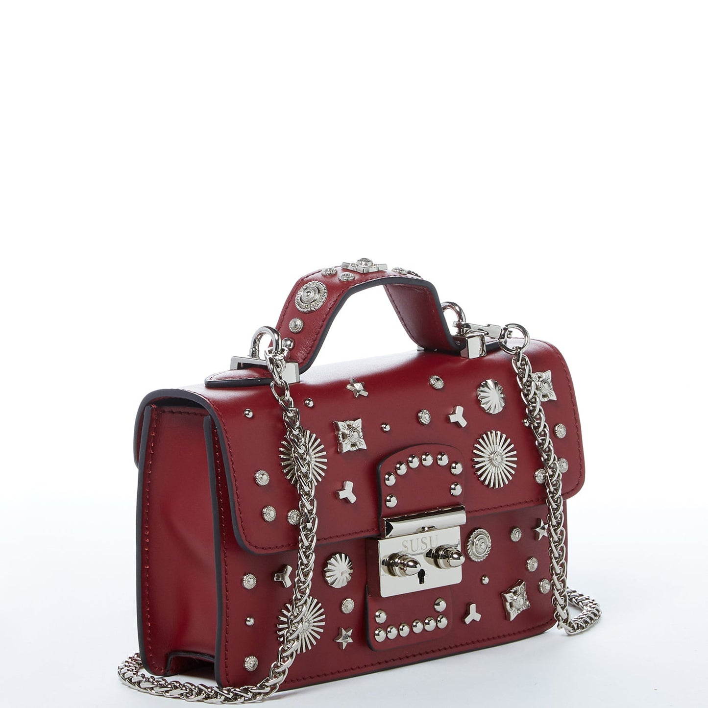 Hollywood Burgundy Studded Crossbody