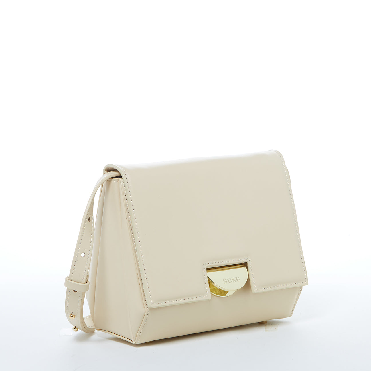 Elizabeth Off-White Leather Saddle Bag