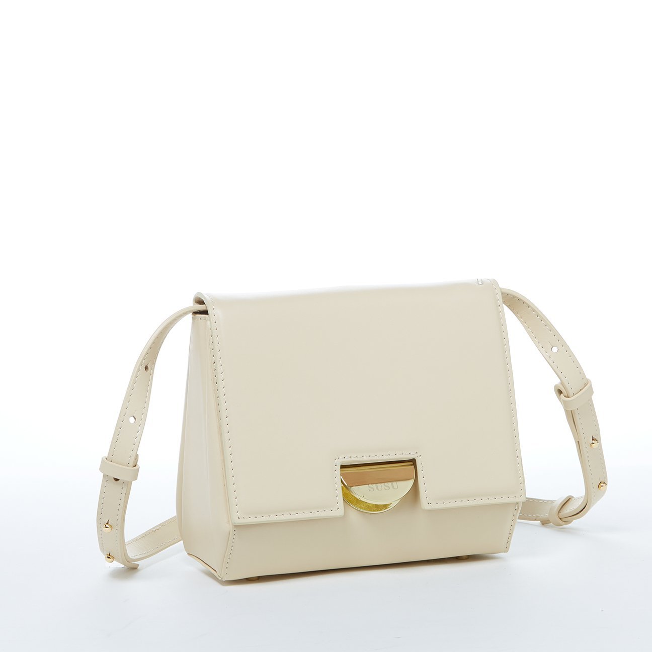 Elizabeth Off-White Leather Saddle Bag