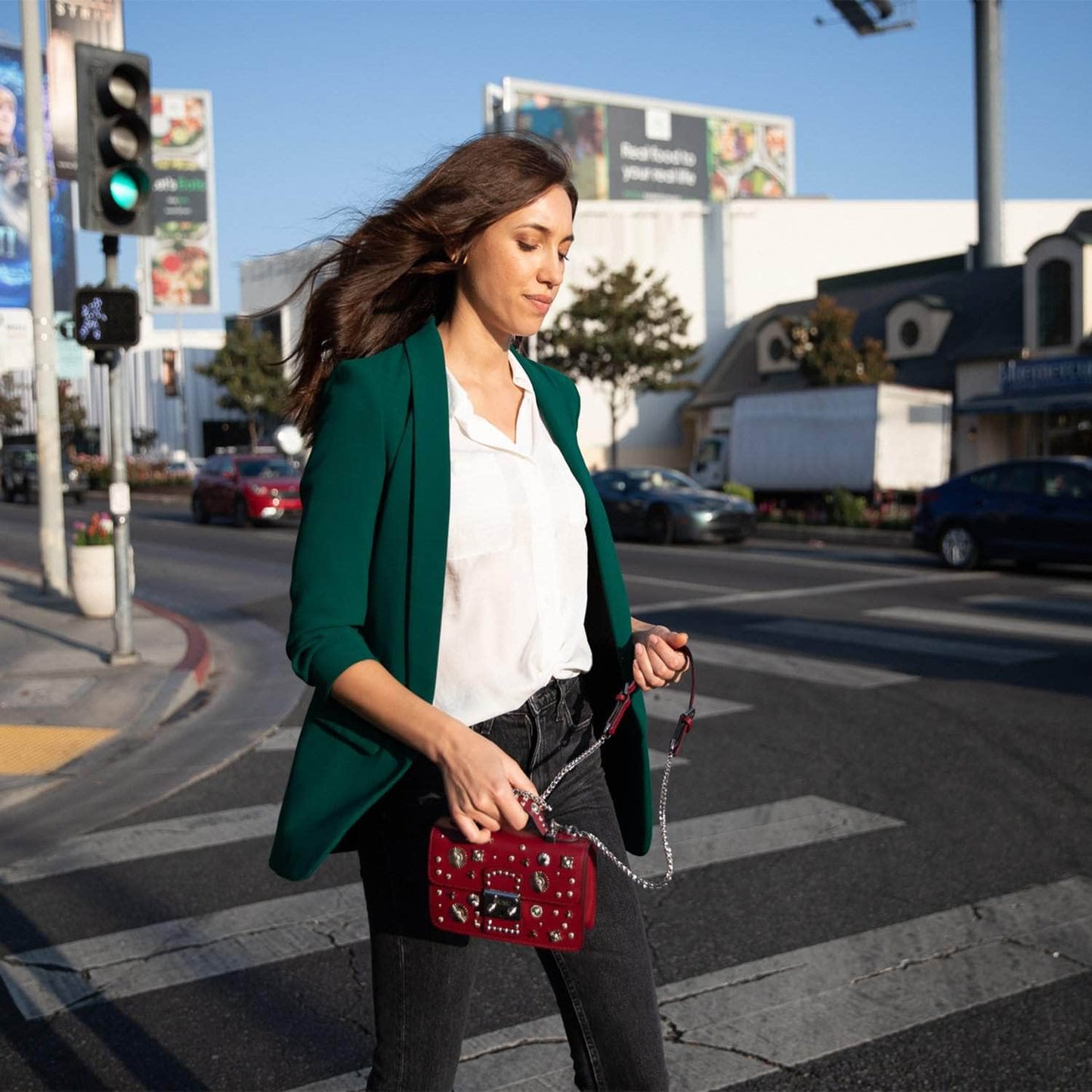 Hollywood Burgundy Studded Crossbody