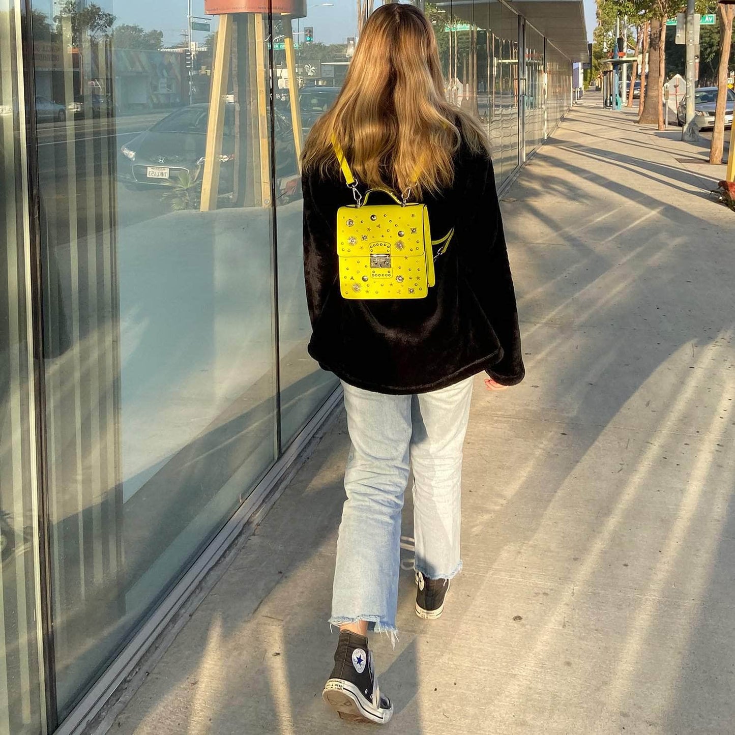 Hollywood Yellow Leather Backpack