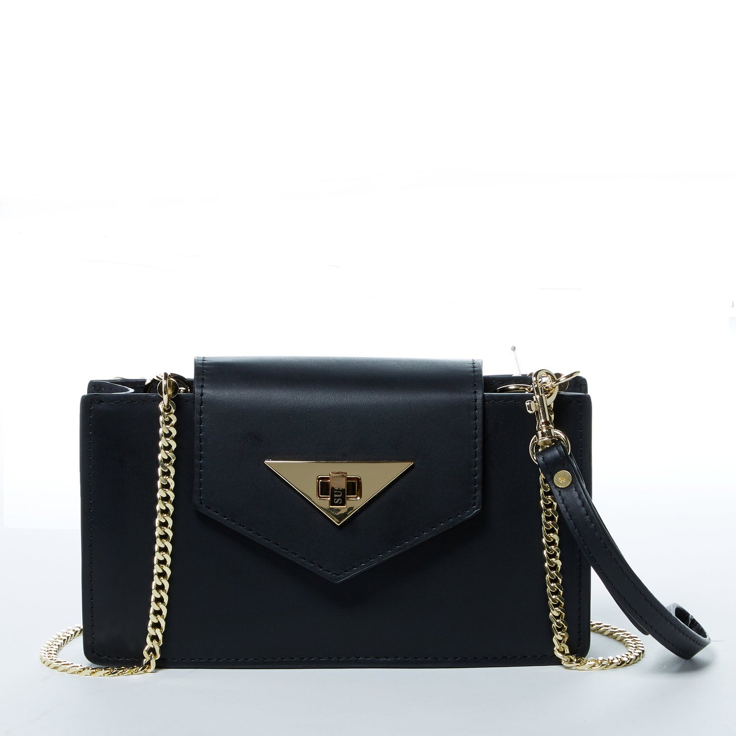 Mary Black Leather Small Wristlet