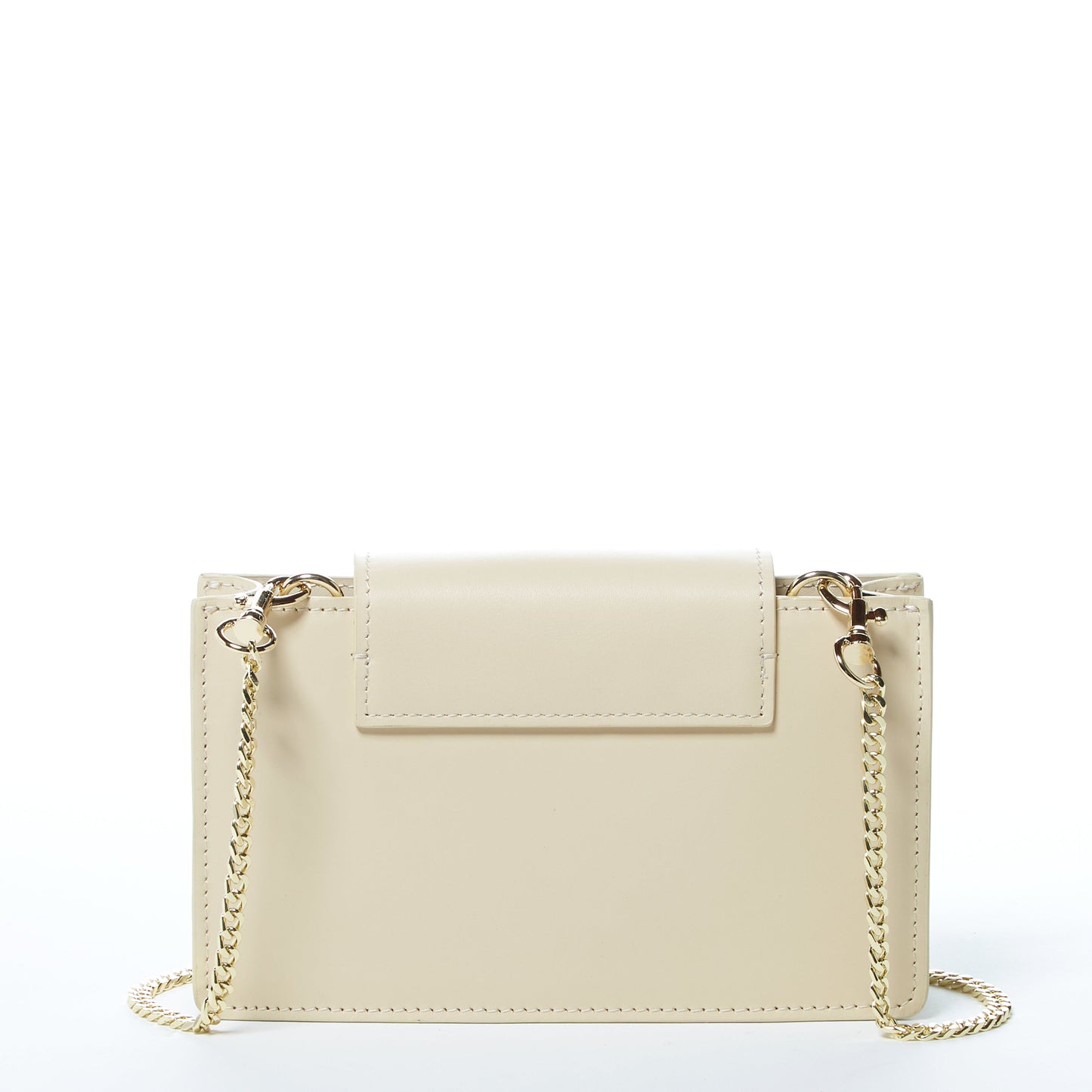 Mary Off-White Leather Mini Crossbody Wristlet