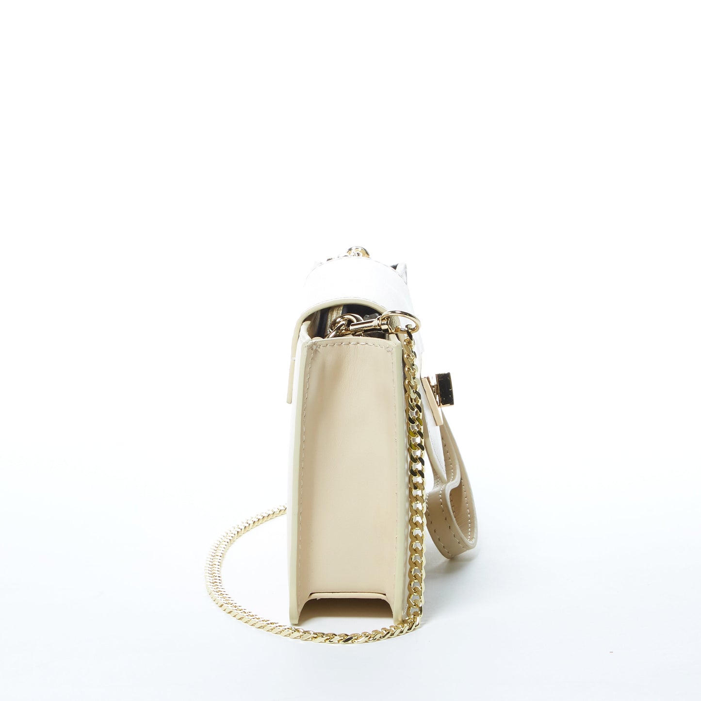 Mary Off-White Leather Mini Crossbody Wristlet