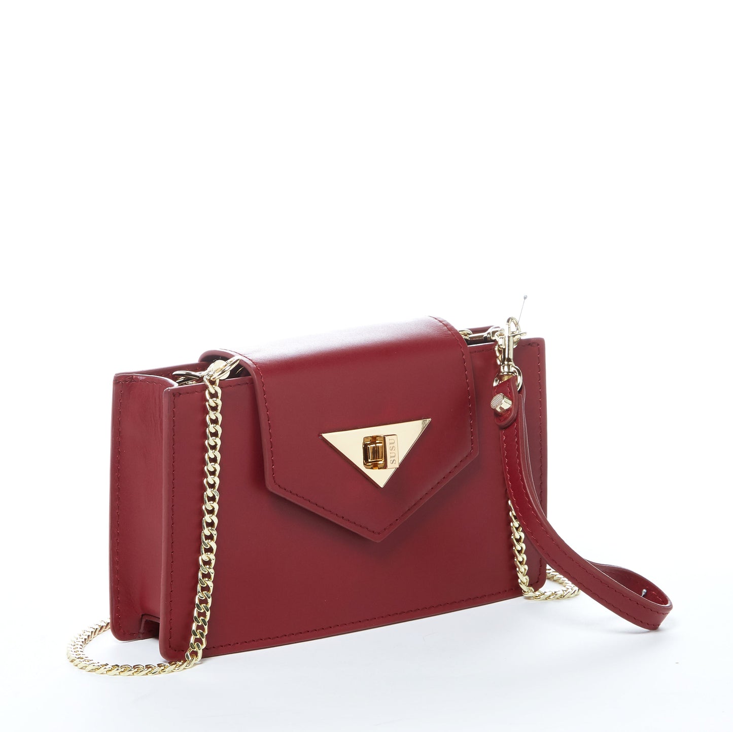 Mary Burgundy Leather Wristlet