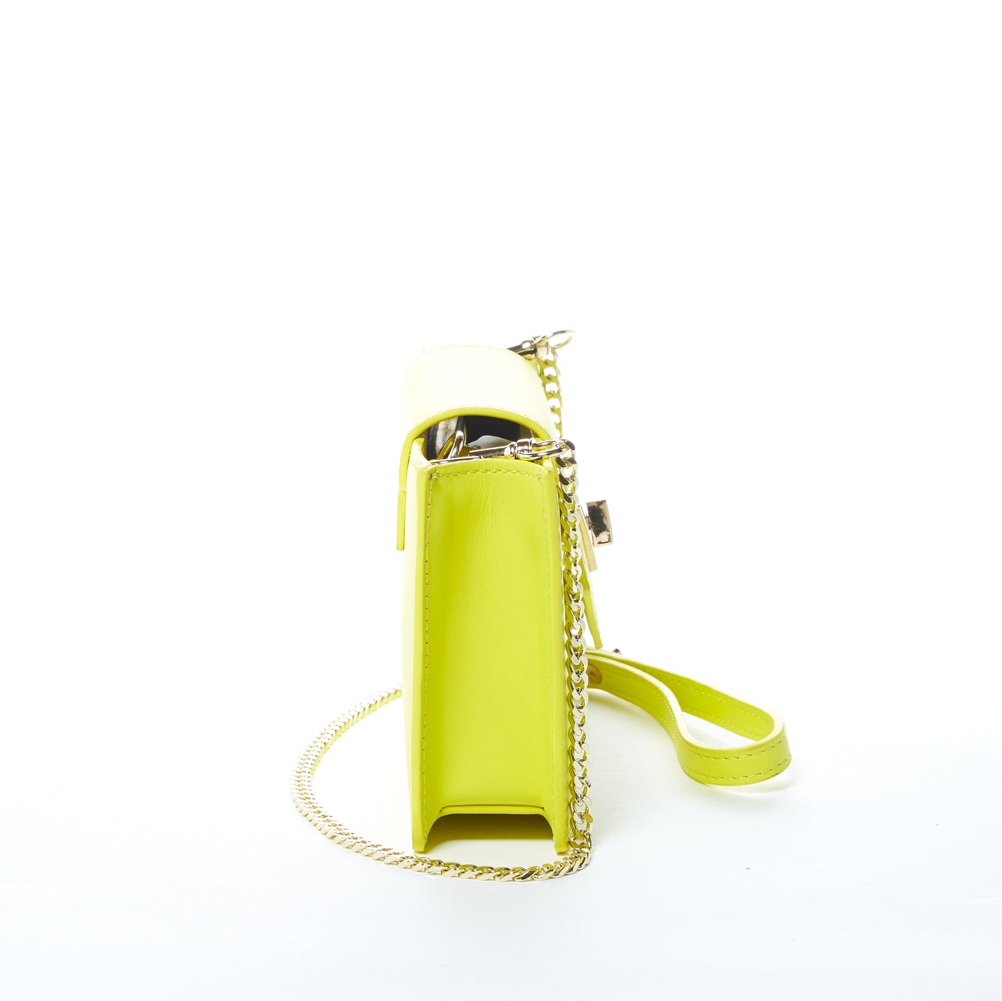 Mary Yellow Leather Mini Wristlet