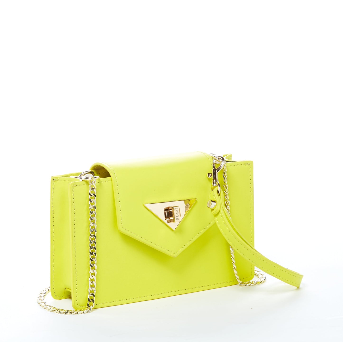 Mary Yellow Leather Mini Wristlet