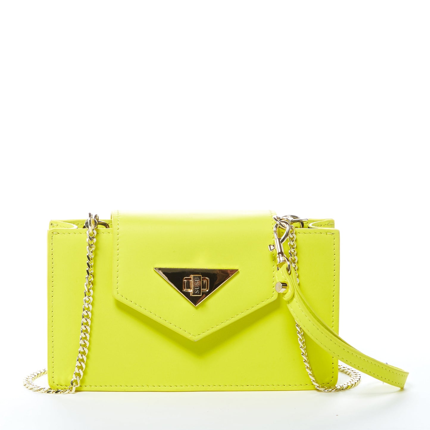 Mary Yellow Leather Mini Wristlet