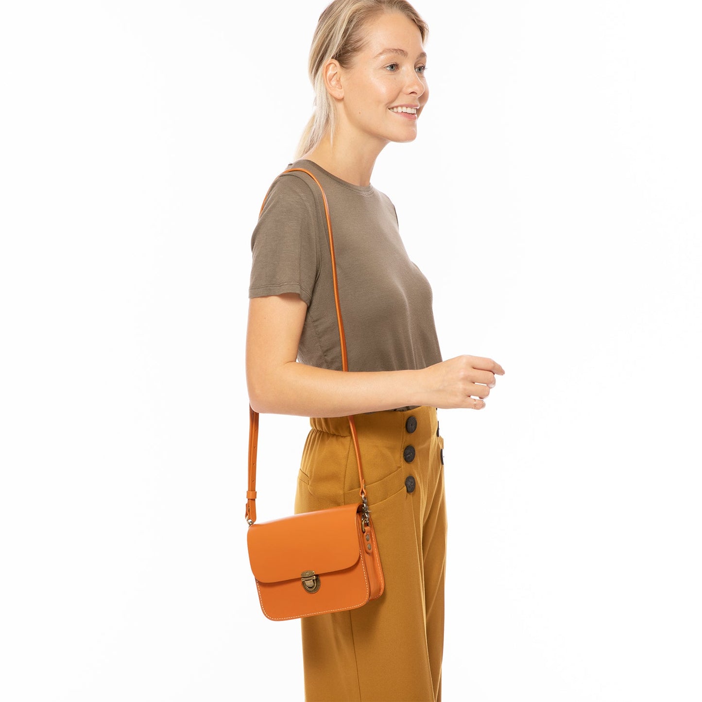 Nanah Light Brown Leather Crossbody