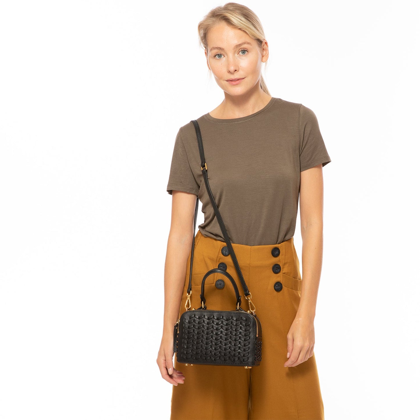 Kayla Black Woven Crossbody Bag