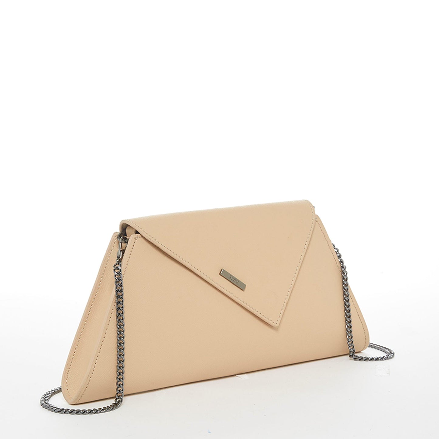 Angelica Nude Leather Clutch