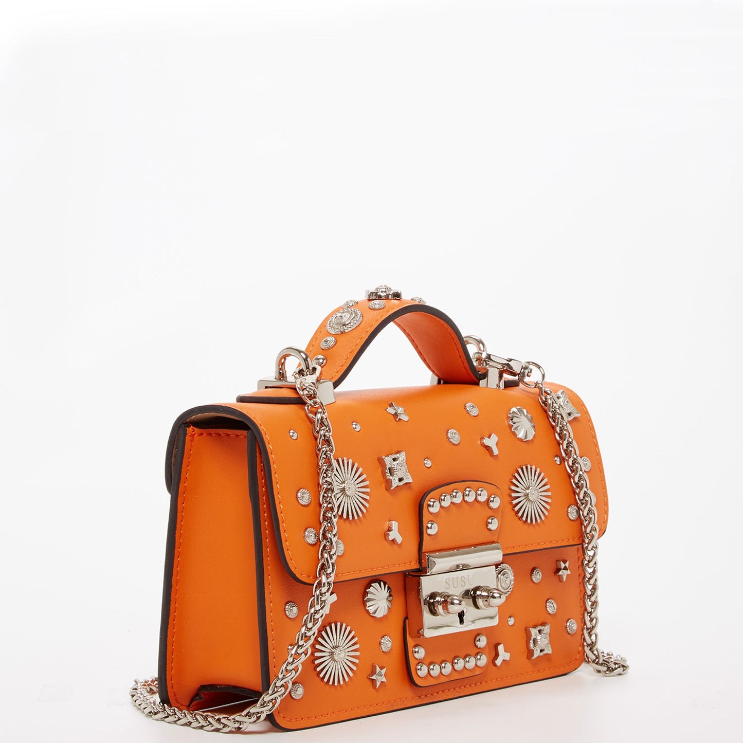 Hollywood Orange Studded Crossbody