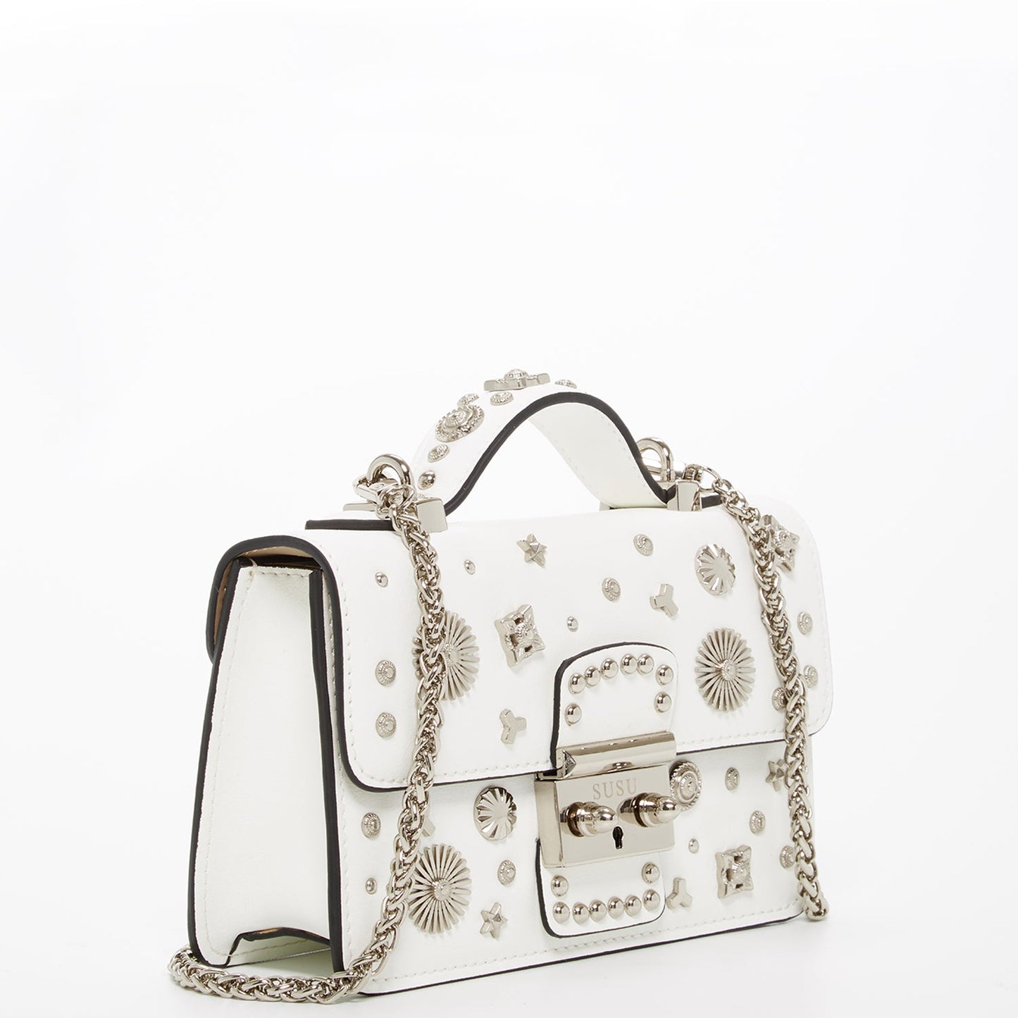 Hollywood White Leather Crossbody