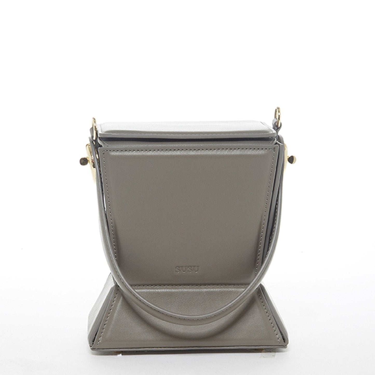 Amber Gray Leather Bucket Bag