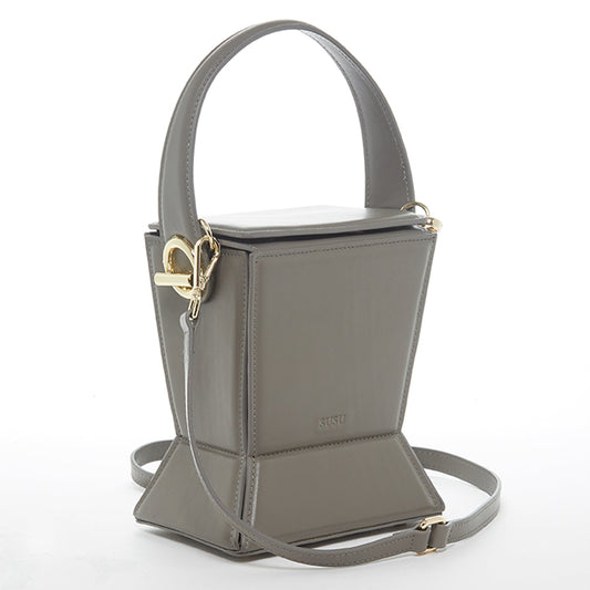 Amber Gray Leather Bucket Bag