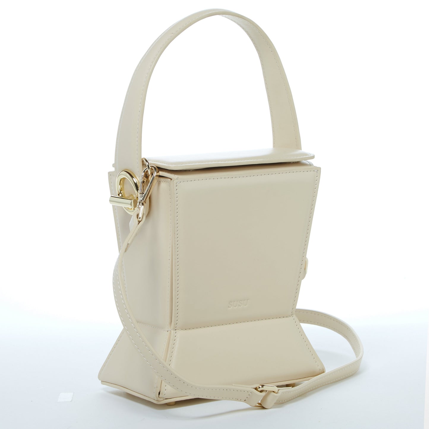 Amber Creamy Off-White Leather Bucket Bag