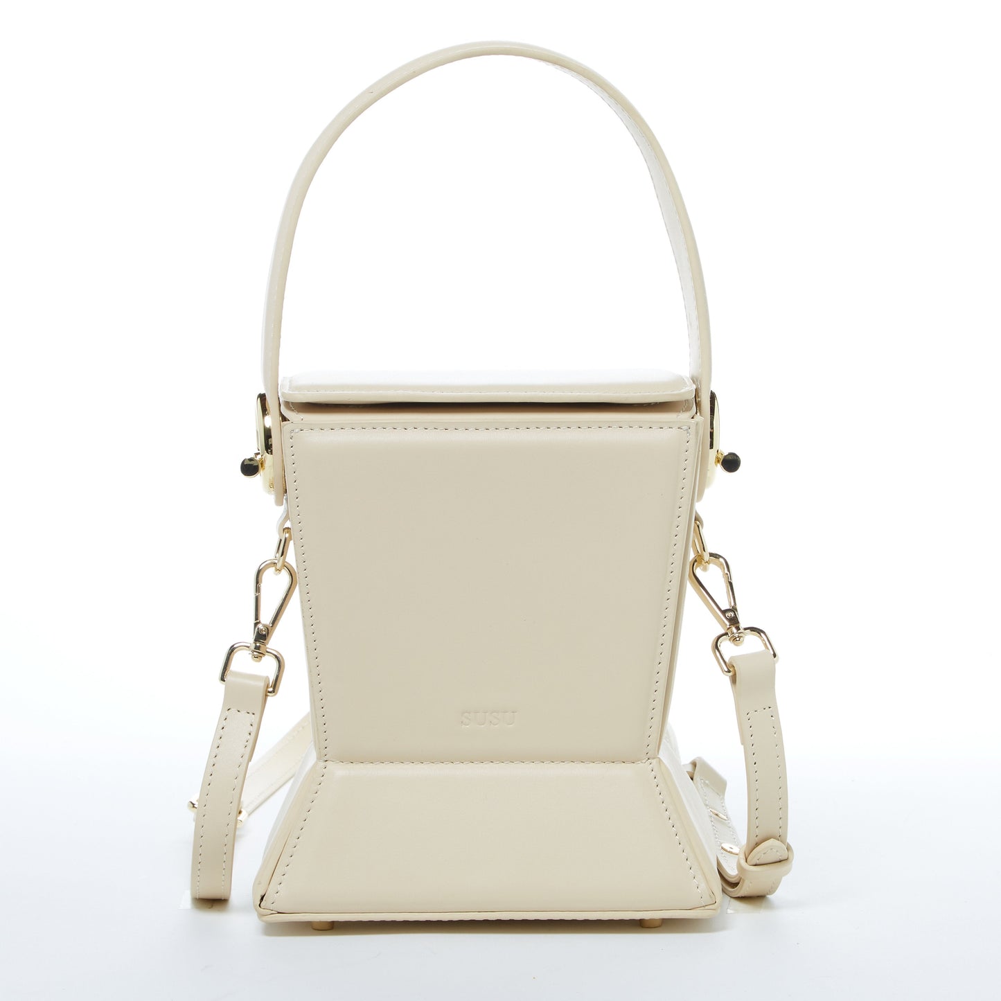 Amber Creamy Off-White Leather Bucket Bag