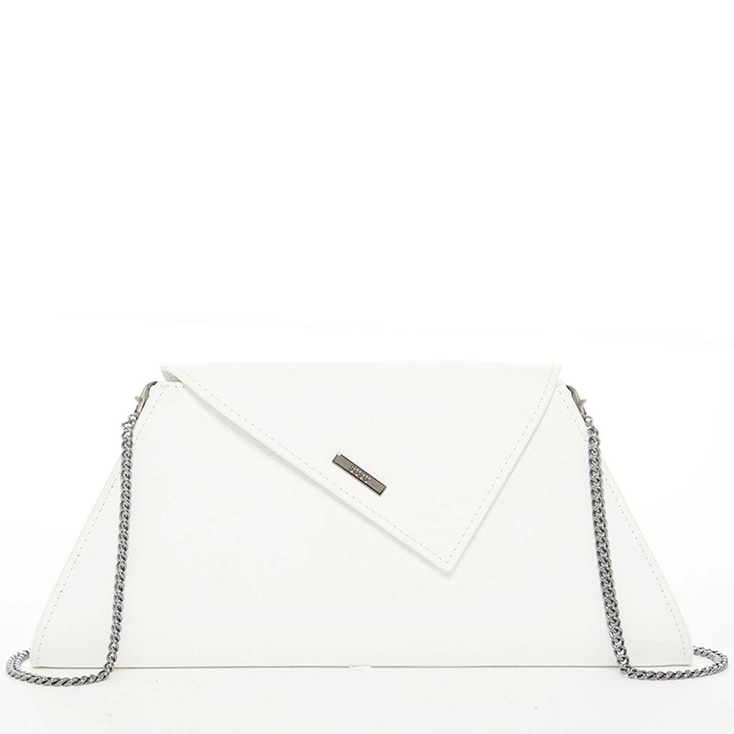 Angelica White Leather Clutch