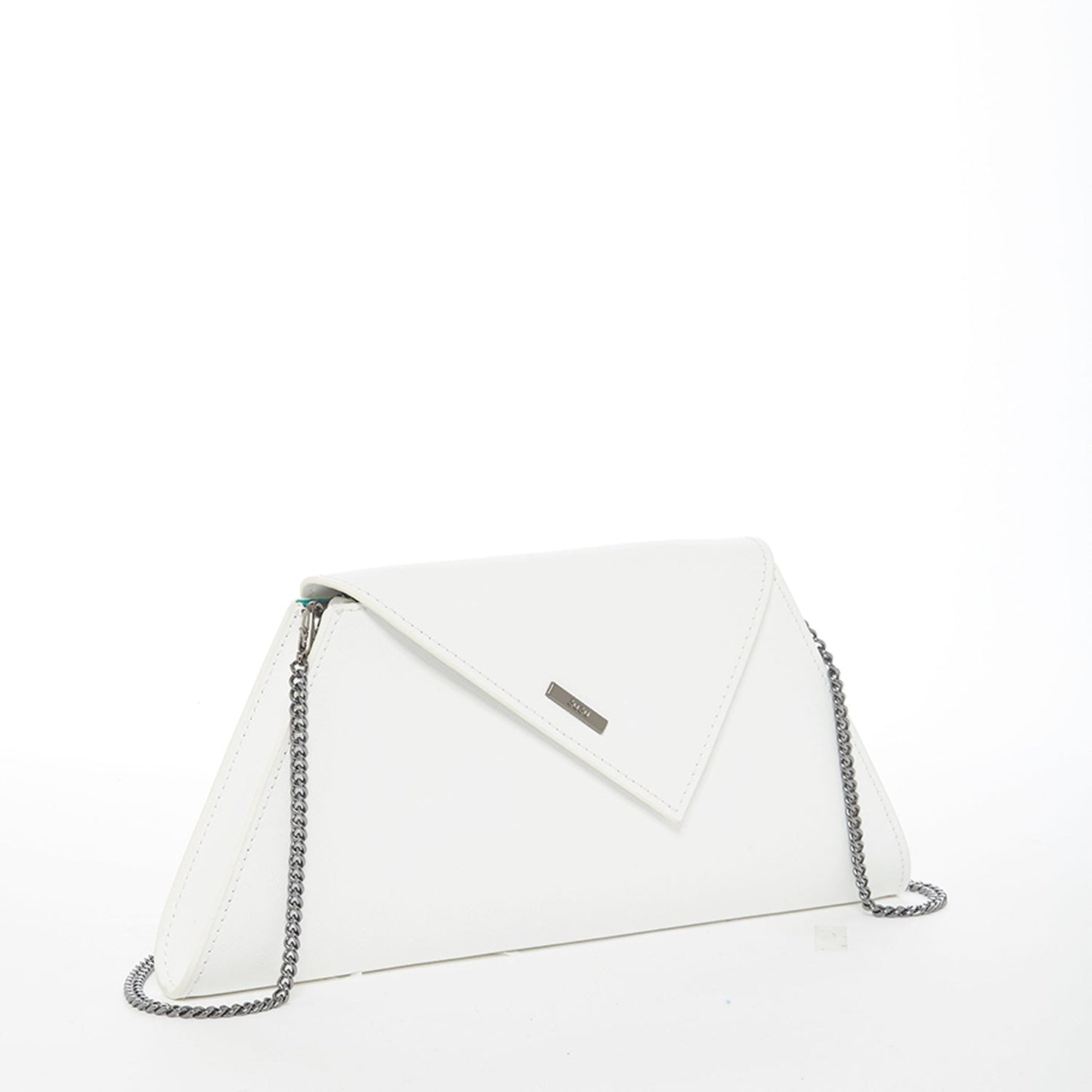 Angelica White Leather Clutch