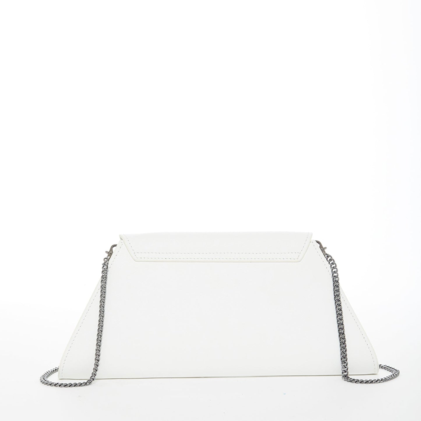 Angelica White Leather Clutch